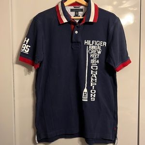 Tommy Hilfiger navy, red and white mens Polo